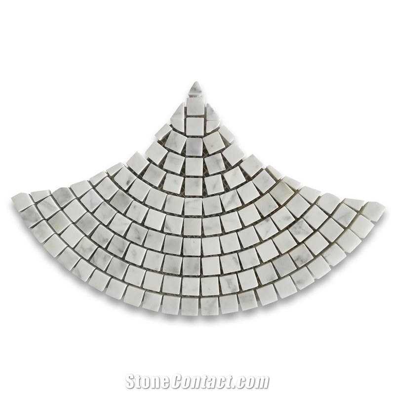 Carrara Fish Scale Scallop Fan Pattern Mini Mosaic