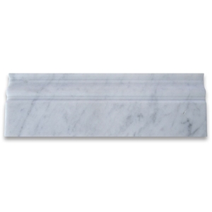 Carrara White 4x12 Baseboard Crown Molding Honed