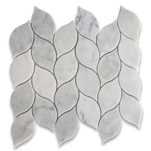 Carrara White Medi Leaf Shape Mosaic Tile Polished