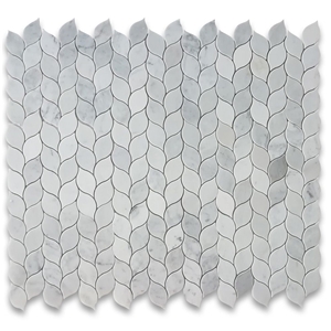 Carrara White Medi Leaf Shape Mosaic Tile Polished
