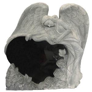 China Black Granite Angel Love Tombstone