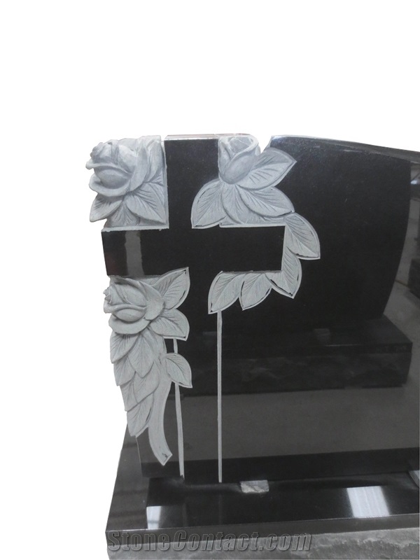 China Impala Black Granite Cross Design Headstone