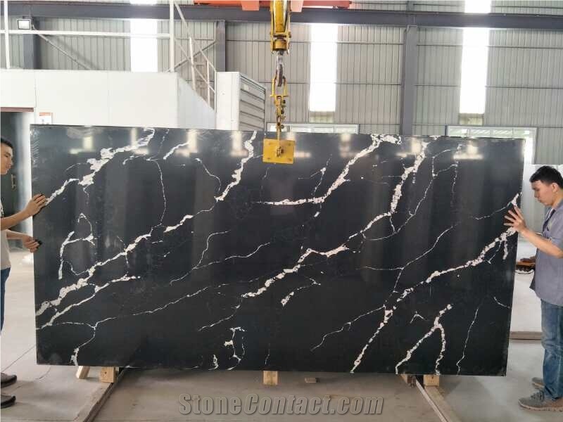 China Marquina Quartz Stone Slabs Ms6222