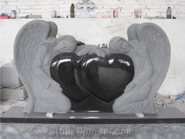 Chinese Doubleheart Angel Shaped Tombstone