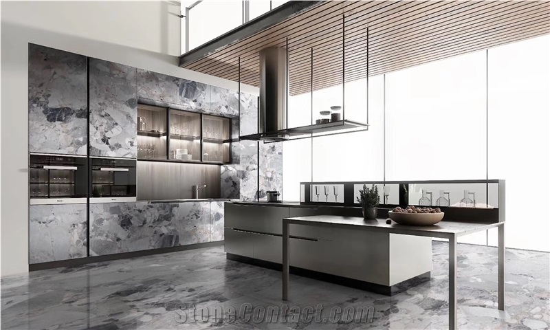Copico Grey Marble Slab Kitchen Design Wall Tiles