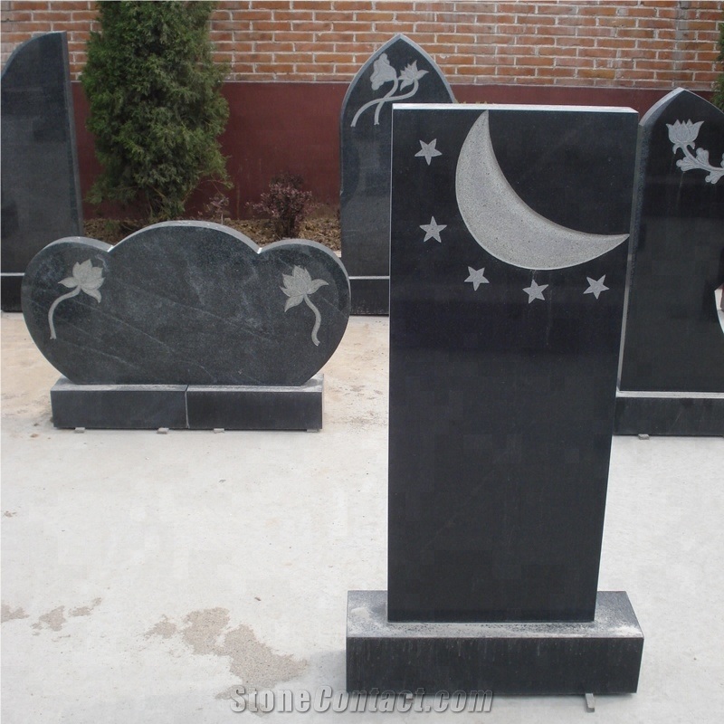 Customized Natural Stone Black Granitetombstone