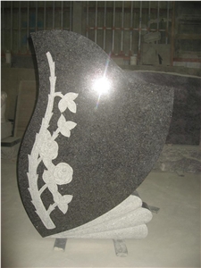 European Style Absolute Black Granite Carved Rose