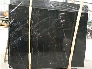 Exotic Lauren Black Gold Marble Slab for Project