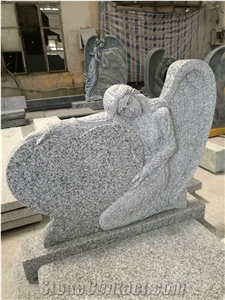 Granite Engraved Angel Single Headstone Gravestone
