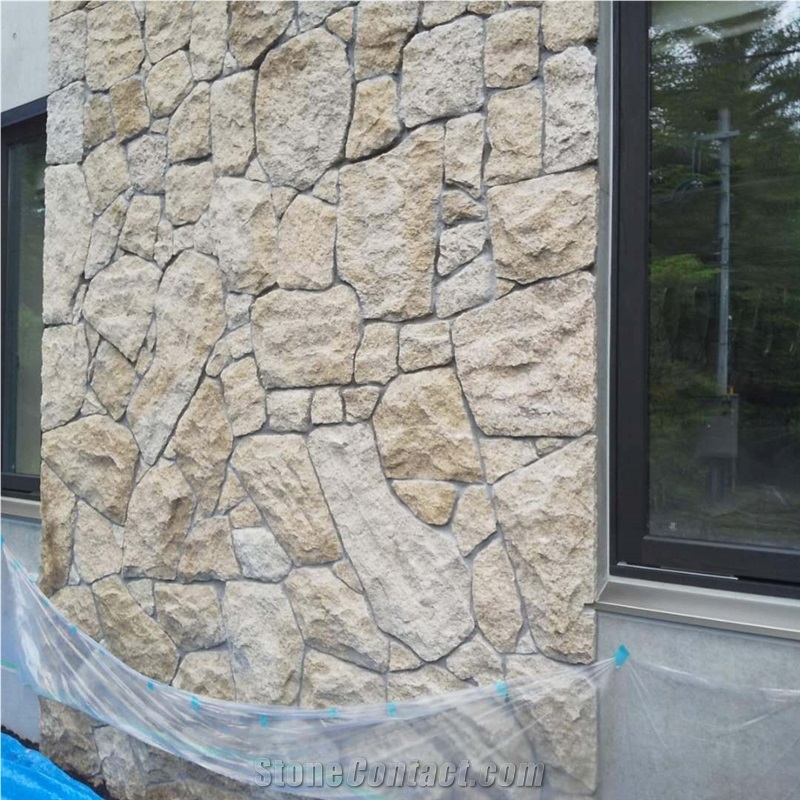 Granite Golden Yellow Culture Stone Wall Detor
