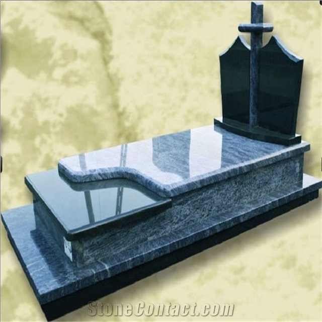 Green Granite for Upright Headstones with Cross