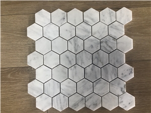 Hexagon Bianco Carrara Mosaic Tiles