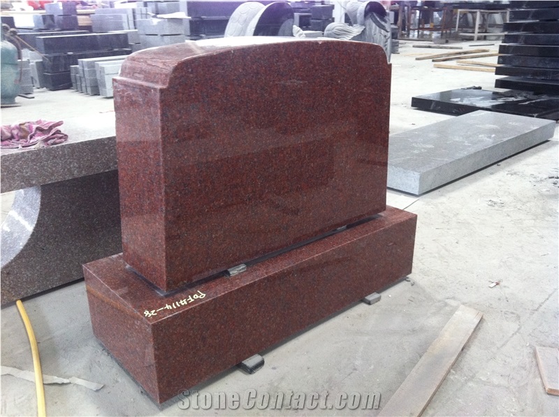 India Red Granite Upright Tombstones
