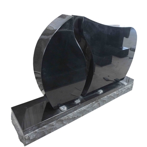 Indian Black Granite Two Pieces Headstone Monument