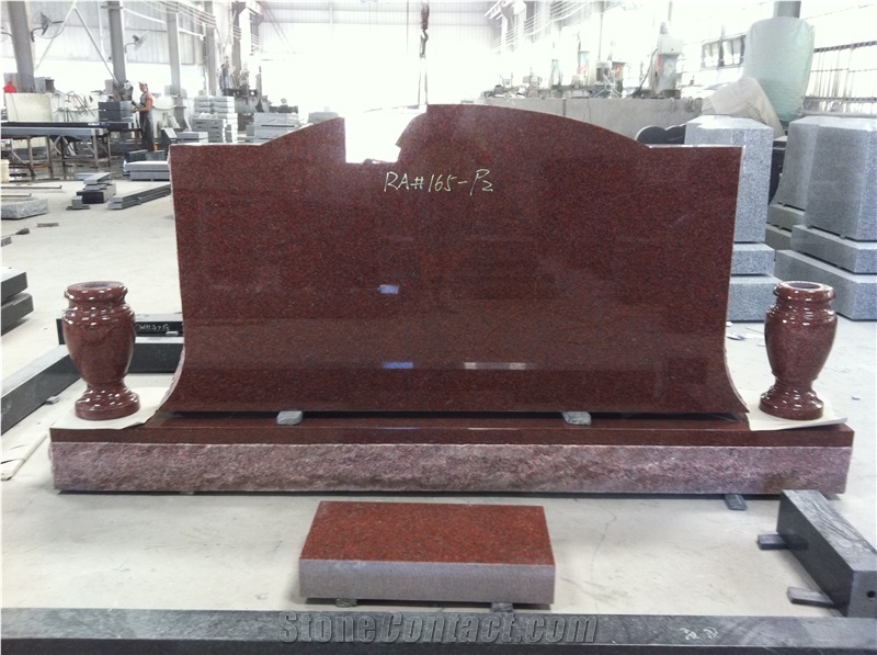 Indian Red Granite Cemeter Upright Headstones