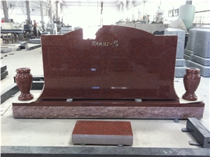 Indian Red Granite Cemeter Upright Headstones