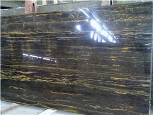 Italian Black Gold Flower Marble Stone for Wall