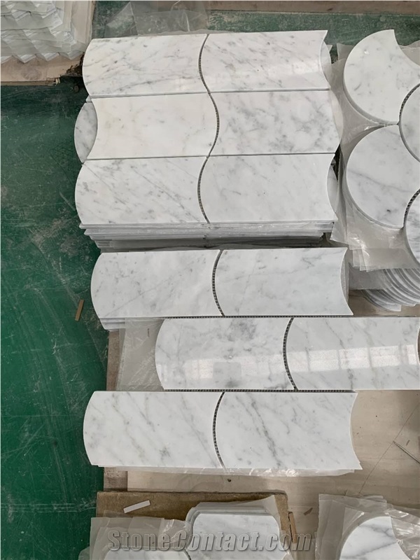 Marble White Grey Mosaic Tiles Indoor Decoration