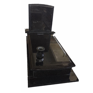 Polished Black Pearl Granite Tombstone