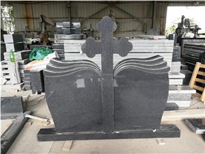 Polished Grey Granite Cross Single Monuments