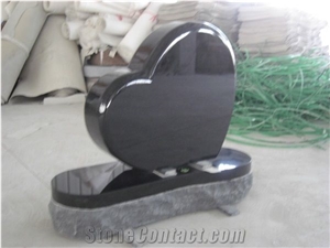 Polished Heart Shape Black Granite Headstone