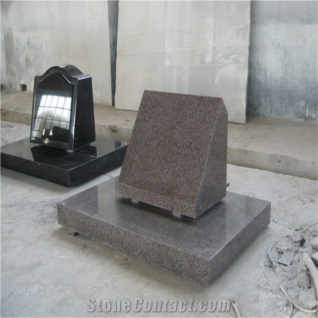 Polished Red Granite Upright Tombstones