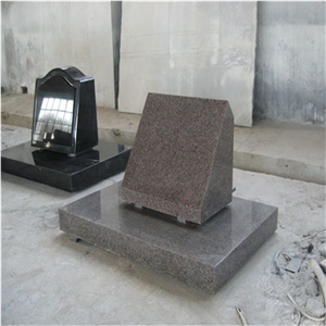 Polished Red Granite Upright Tombstones