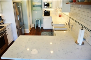 Polished White Engineered Quartz Stone Ms6204