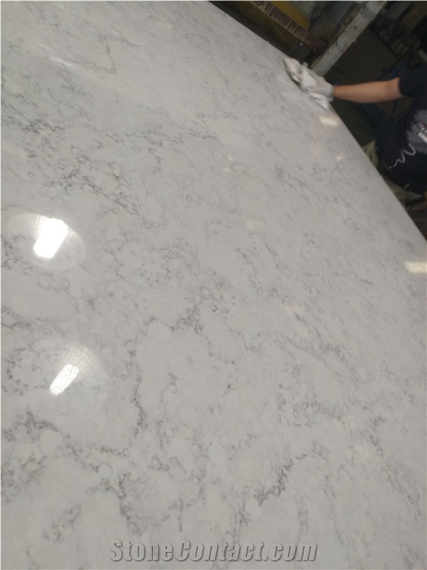 Polished White Quartz Stones with Grey Lines 6001