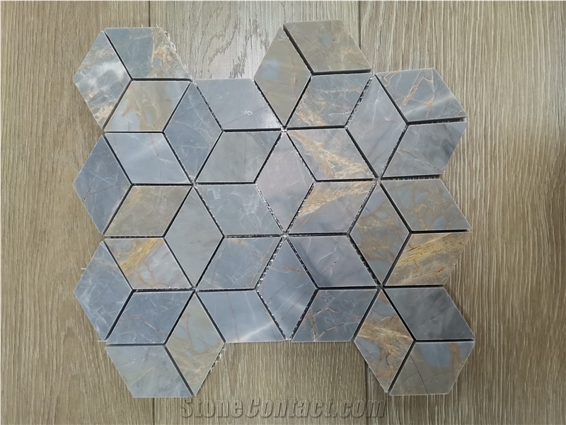 Rhombus 3d Marble Mosaic Art for Wall Application