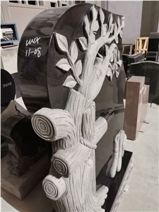 Shanxi Black Granite Tree Trunk Tombstone