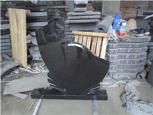 Shanxi Black Granite Two Pieces Shape Gravestone