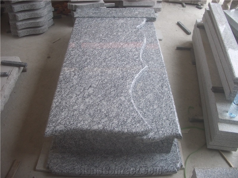 Spray White Granite European Gravestones