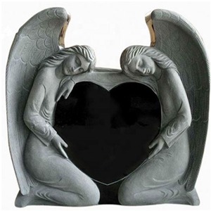 Two Angel Embrace Heart Monuments