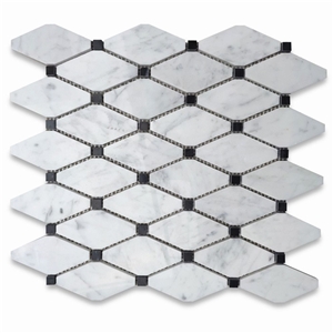 White Marble 1-34x3-12 Long Octave Rhomboid Mosaic