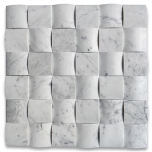 White Marble 3d Cambered 2x2 Curved Arched Mosaic