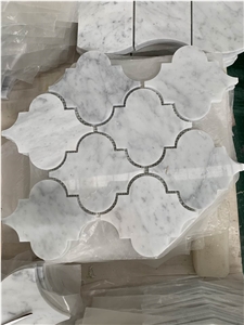 White Marble Leaf Shape Mosaic Bathroom Tiles