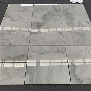 White Marble with Green Veins Bathroom Tiles