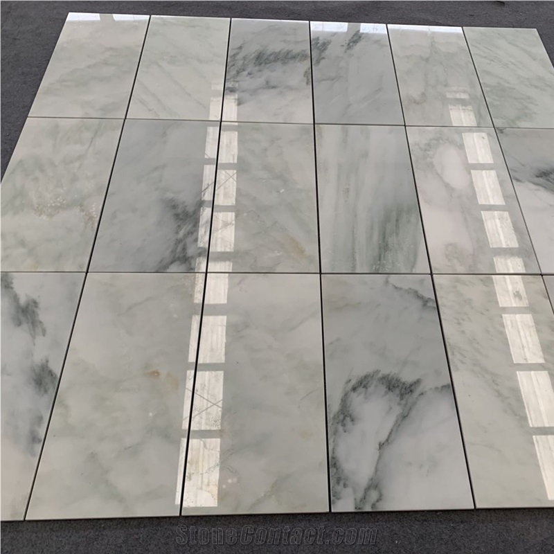 White Marble with Green Veins Bathroom Tiles from China