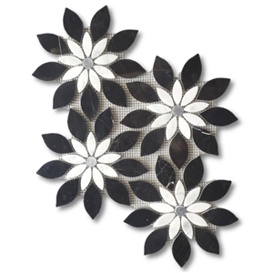 Wildflower Rain Flower Waterjet Marble Mosaic Tile