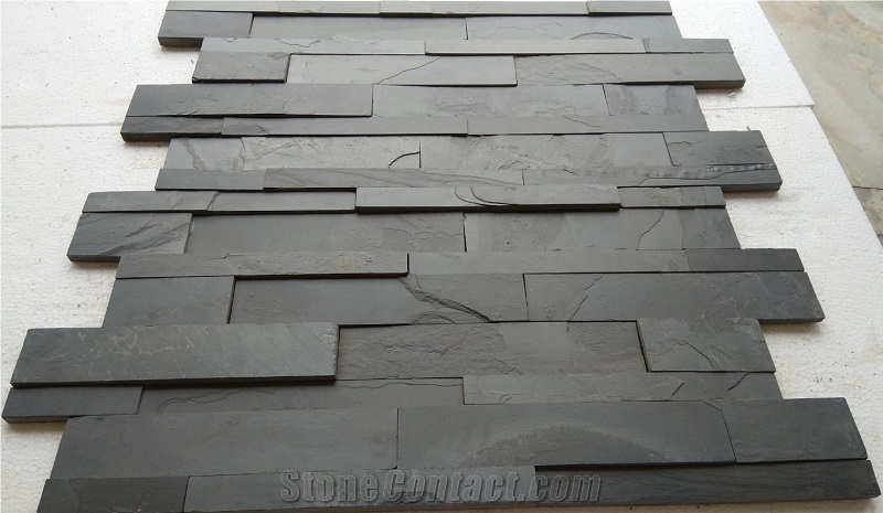 Black Slate Ledger Stone Panels, South Black Slate