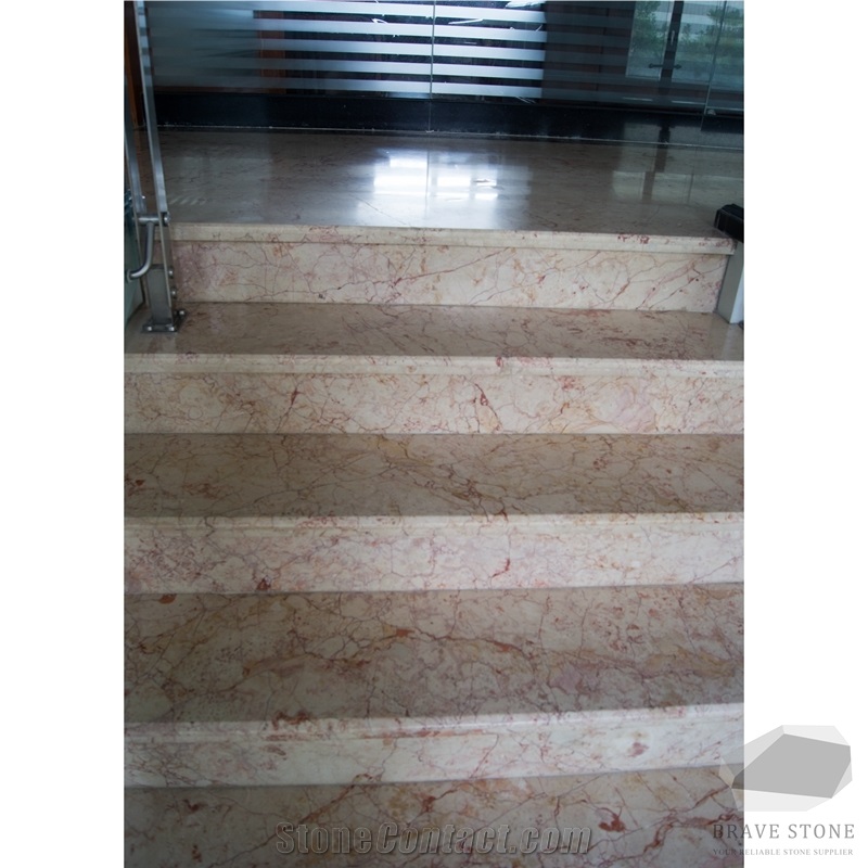 Turkish Rose Marble Stair Threshold