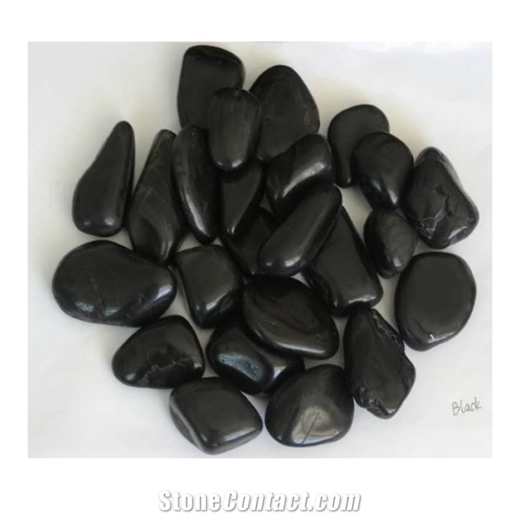High Light Andd Polished Black Pebble Stone Nj-008