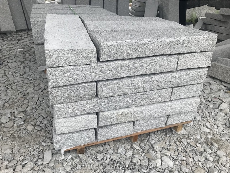 G603 Grey Granite Fine Pineappled Kerbstone