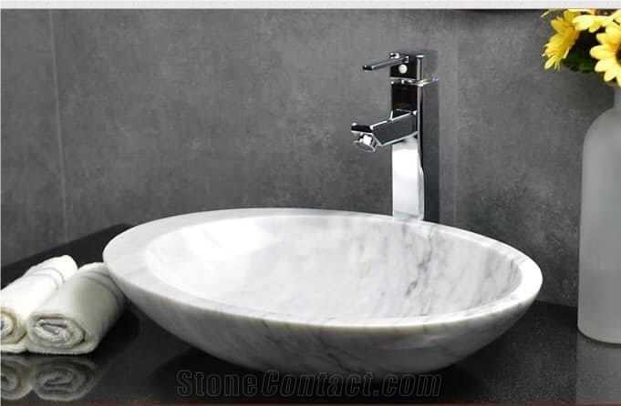 Italy Carrara White Marble Vanity Top Design
