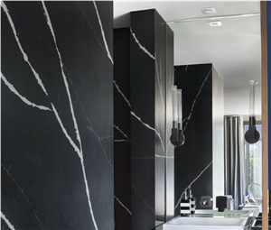 Polished Black Carrara Quartz Stone