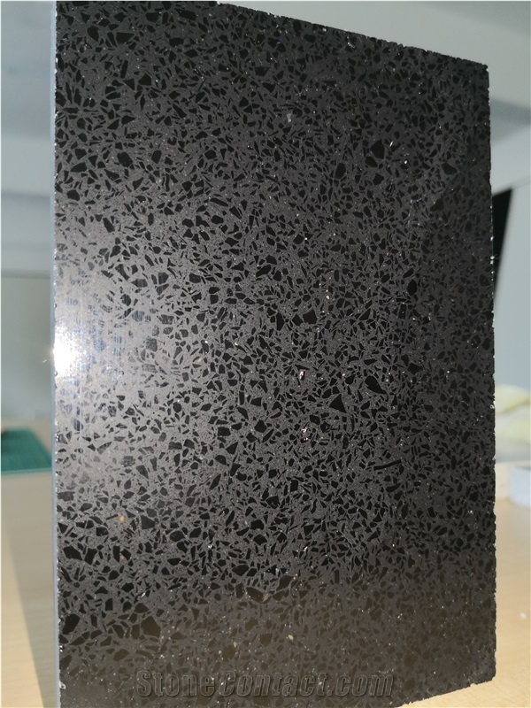 Zd-1218 Black Crystal Quartz Stone Slabs