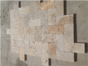 Ivory Travertine Tumbled Pattern Terrace Paver Application