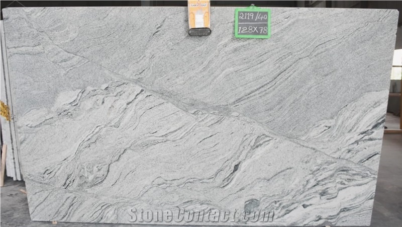 Viscont White Wavy Granite Slabs, India White Granite
