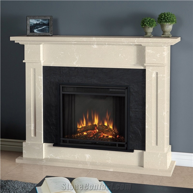 Artificial Marble Beige Colors Fireplace Factroy